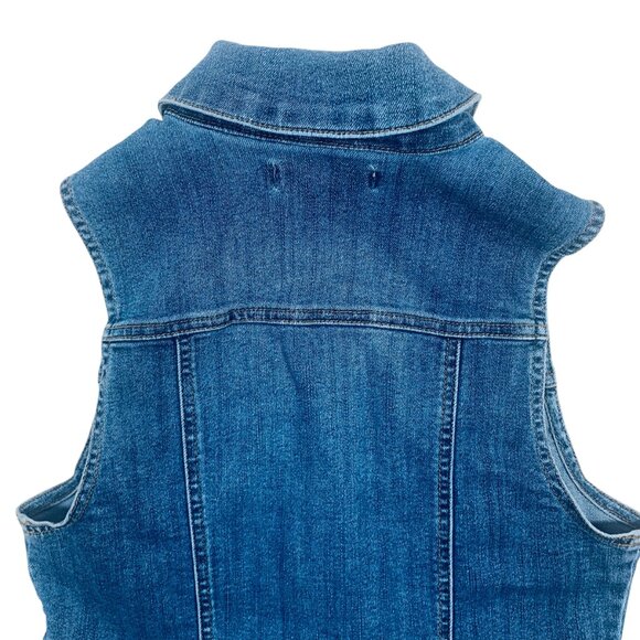 cropped sleeveless denim vest  women size med BEAUTIFUL - Picture 12 of 15